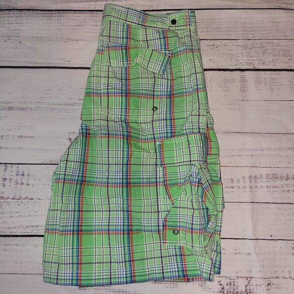 Polo Ralph Lauren Swim Trunks Size 34 Mens Green Plaid Cargo Drawstring Unlined - Picture 9 of 16